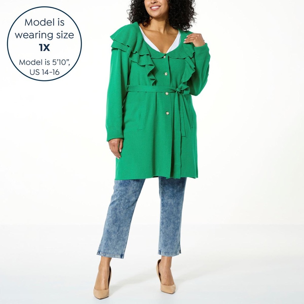 NWT C Wonder by Christian Siriano Luxe Yarn Sweater Coat in Kelly Green